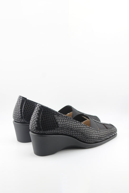 DFC Relax Textured Slip-On Comfort Wedge Loafer with Elastic Panels
